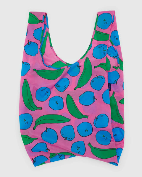 BIG PINK APPLES & BANANAS REUSABLE BAG — by Baggu