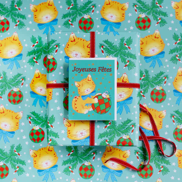 HAPPY KITTY - Gift Wrap & Card Duo