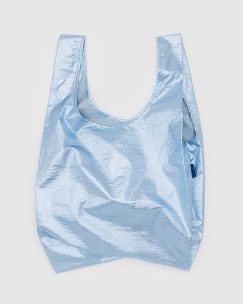 STANDARD "METALLIC LIGHT BLUE" REUSABLE BAG — by Baggu