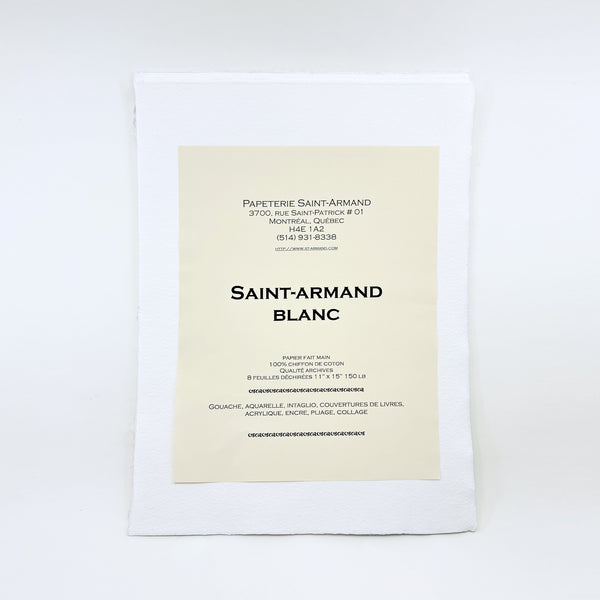 8 ARTISANAL 100% COTTON RAG PAPER 11x15", WHITE — by Papeterie Saint-Armand