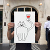 WINE CAT, 12" X 18" (screen printed) — by Benoit Tardif