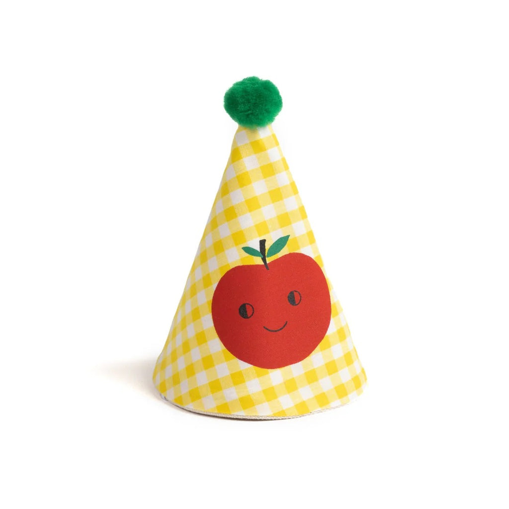 PARTY HAT WITH SILK SCREEN PRINT OF APPLE — by La fée raille